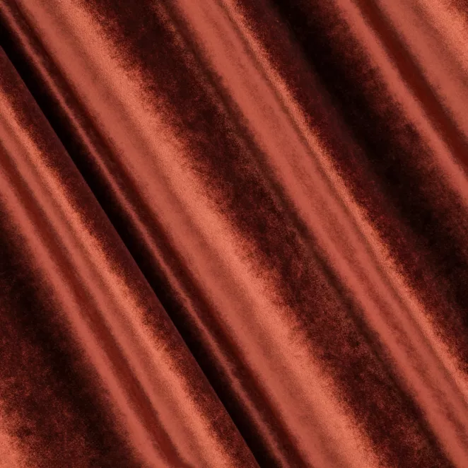 M224/1 Zasłona szyta na taśmie 5 cm SAFARI ruda z miękkiej welwetowej tkaniny z połyskiem