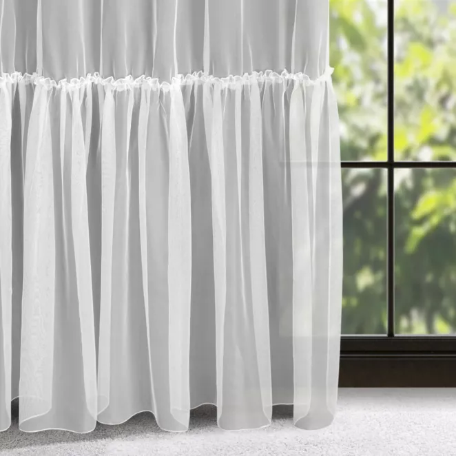 Firana biała z organtyny peru z jedną falbaną 300x300 cm taśma LENA 2