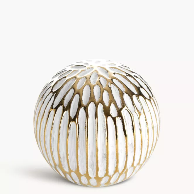 Kula ceramiczna biało, złota o ozdobnej fakturze średnica 9x9 cm ANDREA