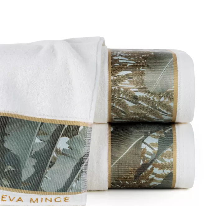 Ręcznik kąpielowy 70x140 cm bawełniany kolor biały z designerską bordiurą 500 g/m2 EVA 17 Eva Minge