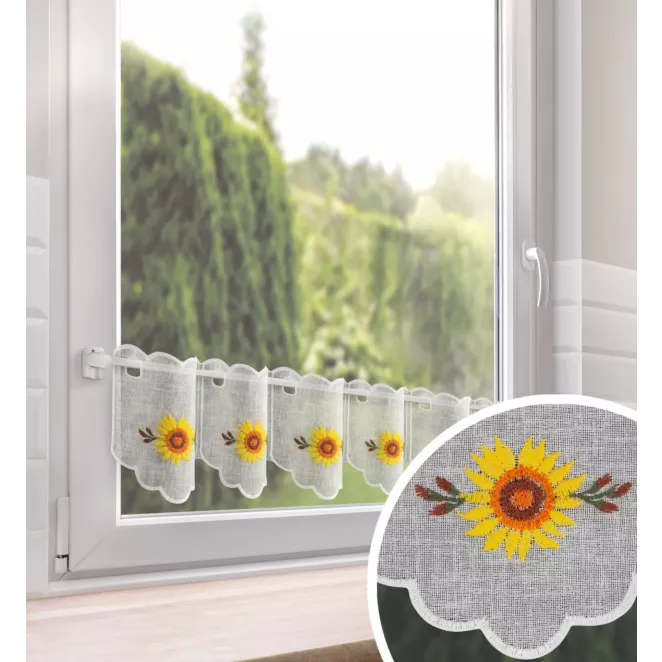 Tkanina firanowa zazdrostka zdobiona haftem jesiennym