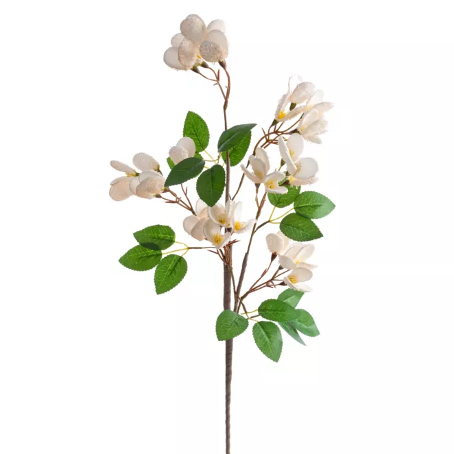 Kwiat sztuczny jasnoróżowo, zielony z plastycznej pianki foamiran 75 cm