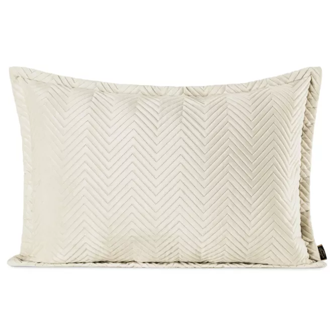 Poszewka na poduszkę 50x70 cm welwetowa, kremowa pikowana w jodełkę metodą hot press SOFIA Eurofirany Premium