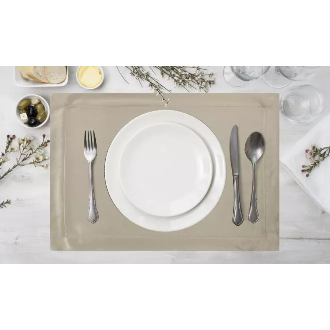 Komplet podkładek 4 szt beżowych 30x40 cm welwetowych MELINDA z ozdobną listwą