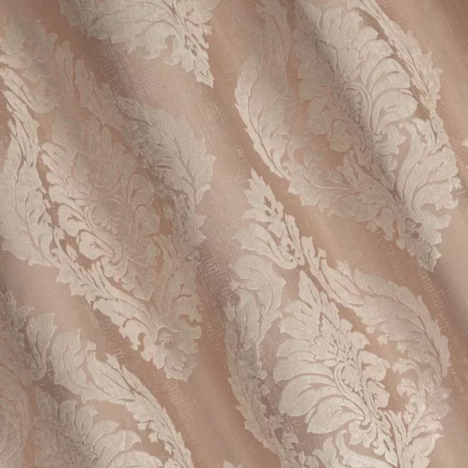 L150/4 Zasłona szyta na taśmie 5 cm pudrowo różowa miękka z dodatkiem bawełny z wzorem ornamentowym