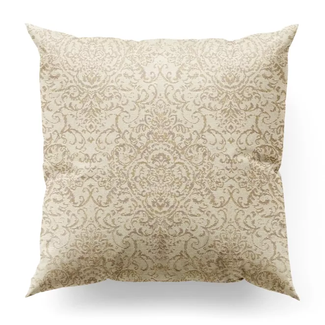 Poszewka szyta ciemnokremowo złocista z połyskującej tkaniny zdobionej eleganckim wzorem Pierre Cardin