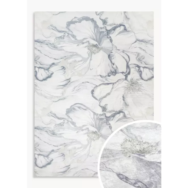 Dywan 50x80 cm szaro, kremowy z motywem kwiatów LOTUS 1