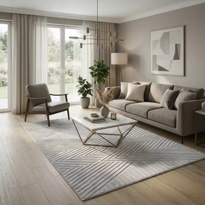 Dywan 60x100 cm srebrny z wypukłym geometrycznym wzorem  NOVA 1