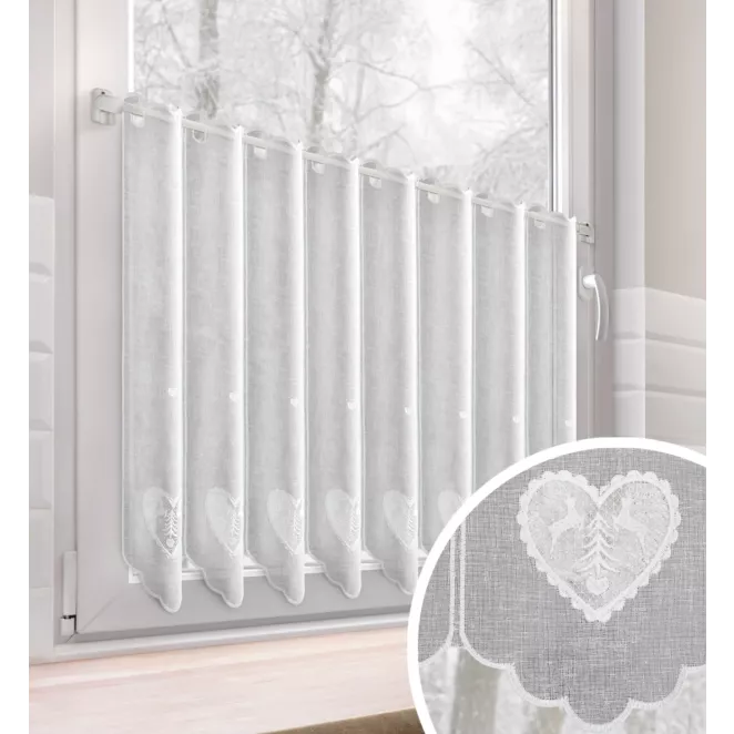 Tkanina firanowa zazdrostka z etaminy zdobiona świątecznym ażurowym haftem