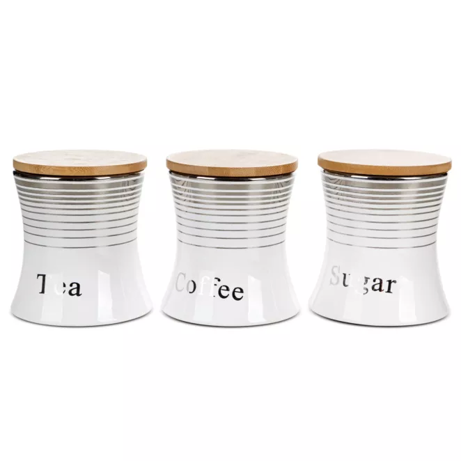 Zestaw 3 szt pojemników LEXI do przechowywania z bambusowym wieczkiem