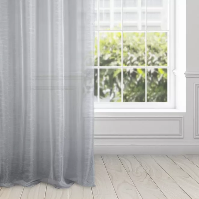 Firana srebrna z etaminy o strukturze deszczyku 140x250 cm przelotka AMIRA