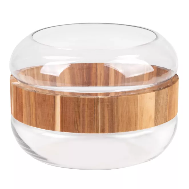 Wazon dekoracyjny GRACE ze szkła i drewna