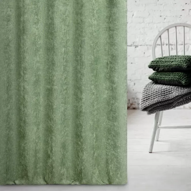 Tkanina zasłonowa miękka, szenilowa, o strukturalnym splocie i delikatnym połysku