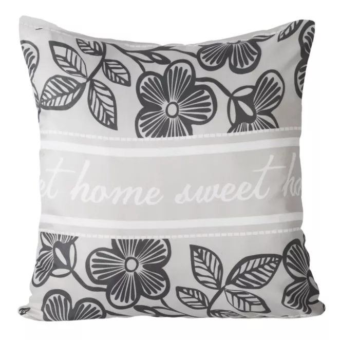 Poszewka na poduszkę 45x45 cm z stalowa graficznym nadrukiem i napisami MARLEY