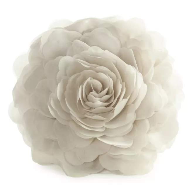 Okrągła poszewka o średnicy 40 cm kremowa z ozdobnym kwiatem 3D FLORES 6 - kolekcja AMAROSA