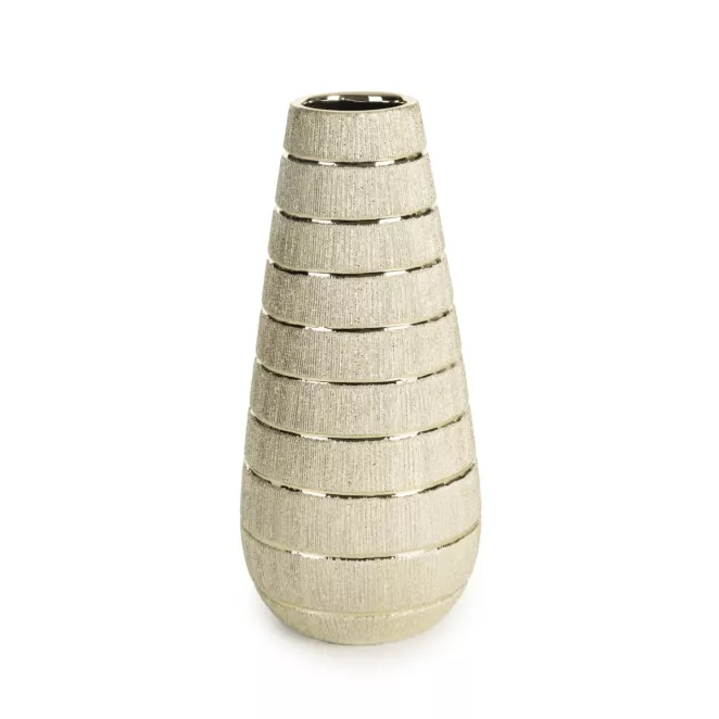 Wazon ceramiczny MELINDA o łączonych fakturach z wytłaczanym wzorem, nowoczesny