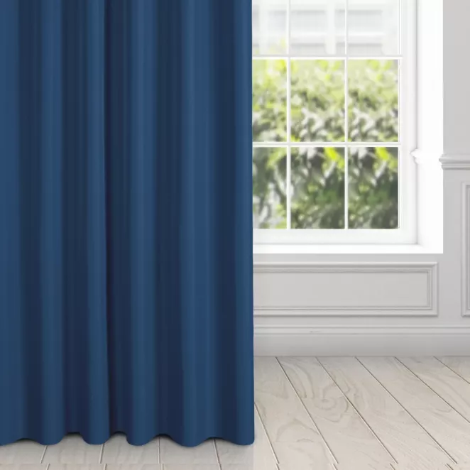 Zasłona ciemnoniebieska z matowej gładkiej tkaniny 140x270 cm taśma RITA
