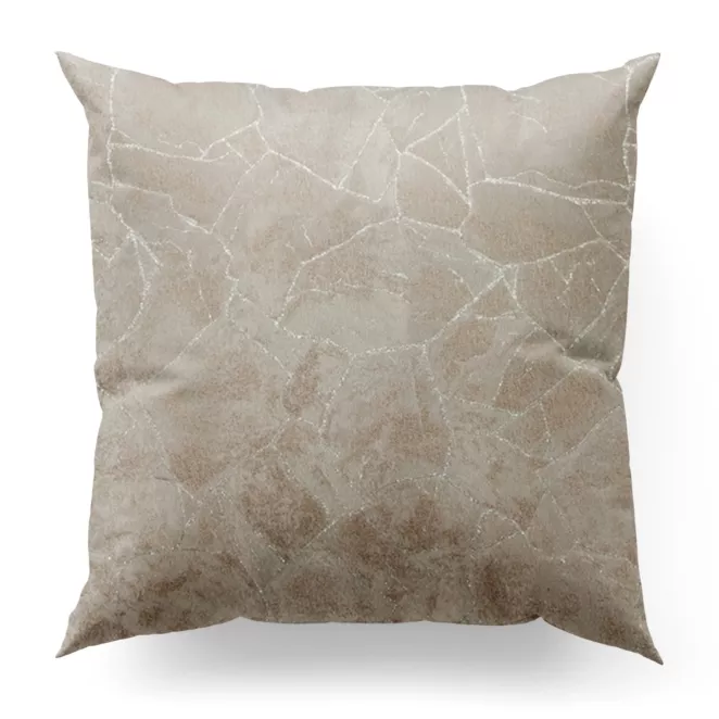 Poszewka szyta beżowa z tkaniny z wzorem przetykanym błyszczącą nicią