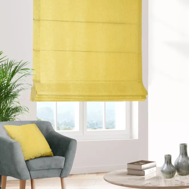 Roleta rzymska CANDY musztardowa z tkaniny z strukturalnym spolotem
