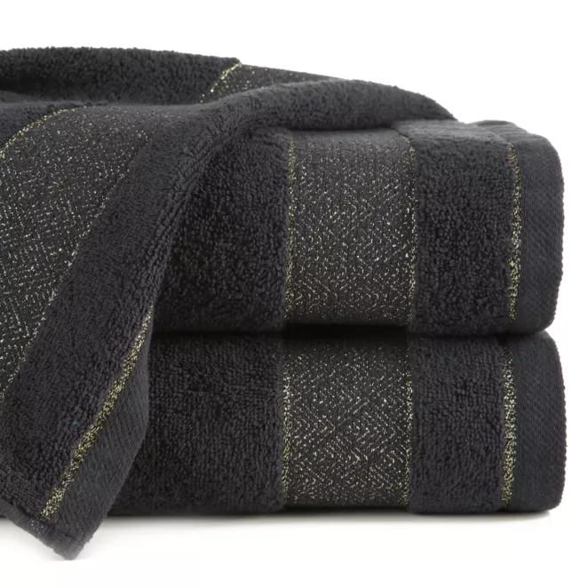 Ręcznik kąpielowy 50x90 cm bawełniany kolor czarny z ozdobną bordiurą 500 g/m2 NESSY