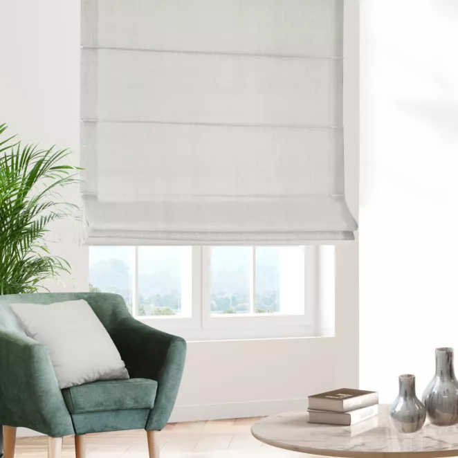 Roleta rzymska ADESSA srebrna z miękkiej tkaniny o welurowej strukturze