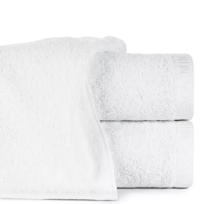 Ręcznik kąpielowy 50x90 cm bawełniany kolor biały z haftowanym logiem Eva Minge 550 g/m2 VENUS