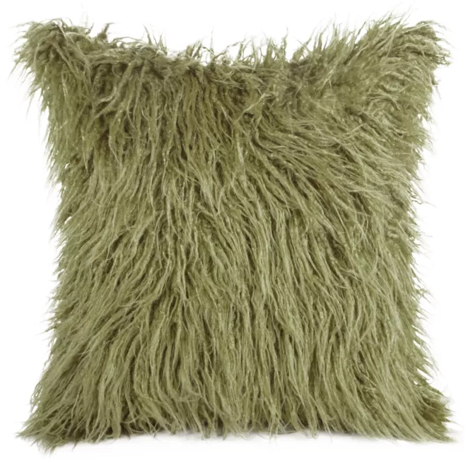 Poszewka na poduszkę 45x45 cm z miękkiego futerka oliwkowa ENYA