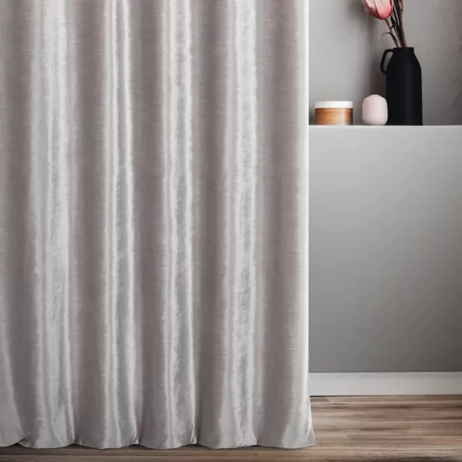 Tkanina zasłonowa, miękka, welwetowa z połyskiem, w poziome prążki z kolekcji Pierre Cardin