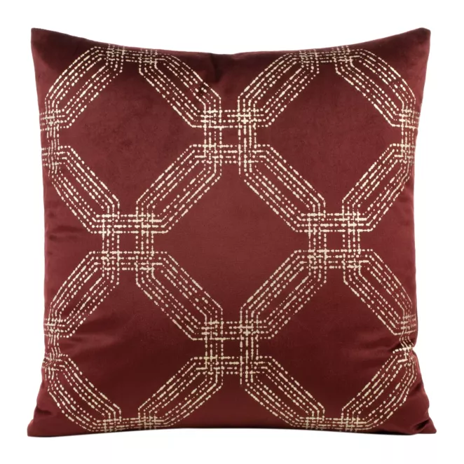 Poszewka na poduszkę 45x45 cm welwetowa kolor bordowy z błyszczącym nadrukiem BLINK 30