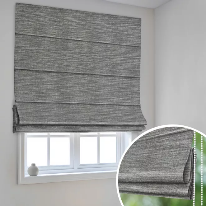 Roleta rzymska FELICITY grafitowa o naturalnym splocie w melanżowych odcieniach