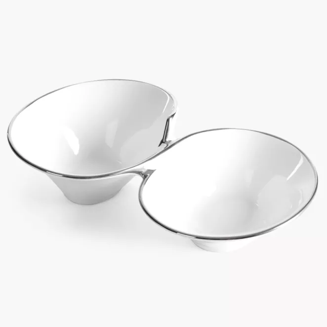 Misa dekoracyjna biało, srebrna 28x16x7 cm ELENE