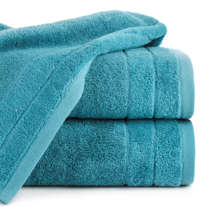 Ręcznik do rąk 30x50 cm bawełniany kolor jasno turkusowy z welwetową bordiurą 500 g/m2 DAMLA