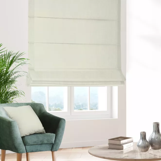 Roleta rzymska kremowa z miękkiej w dotyku tkaniny szenilowej