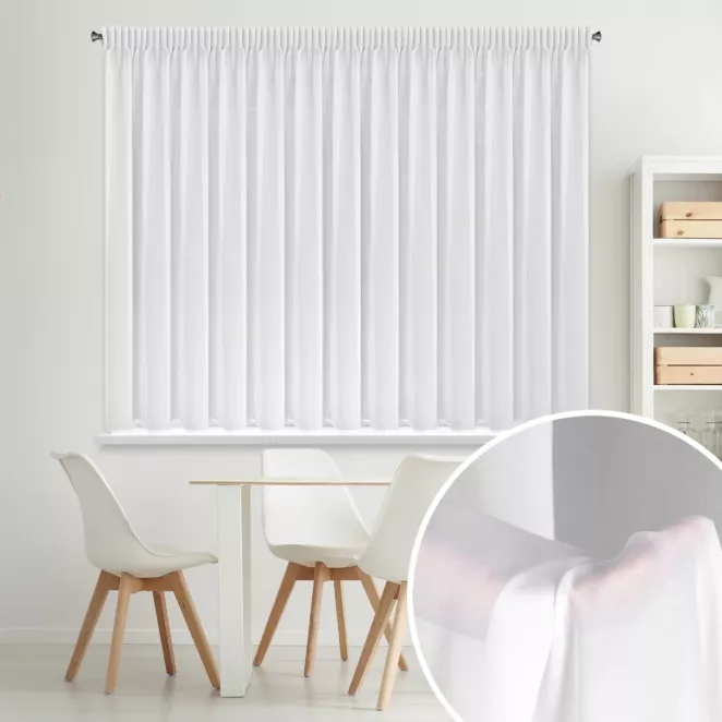 Firana biała matowa z tkaniny szyfonowej 400x160 cm taśma DEBRA