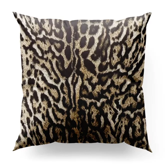 Poszewka szyta LEOPARD beżowo czarna z grubej welwetowej tkaniny w modny zwierzęcy wzór Italissima Eva Minge