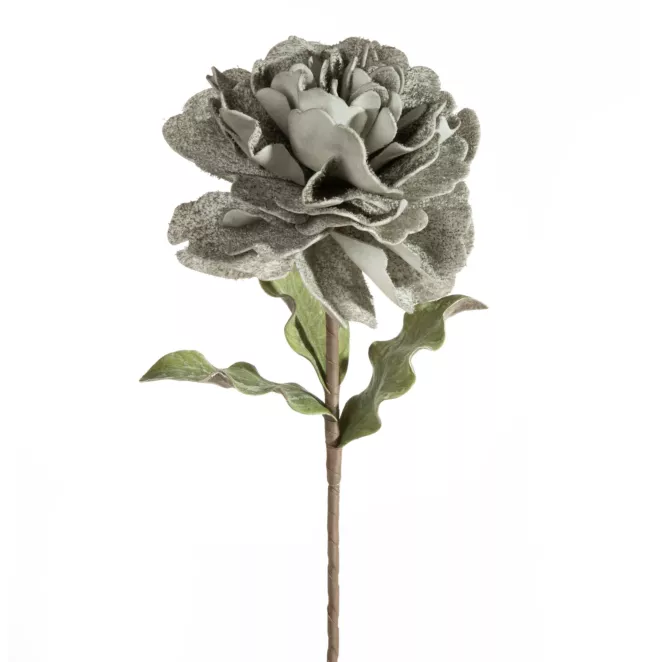 Kwiat sztuczny popielaty z plastycznej pianki foamiran 75 cm