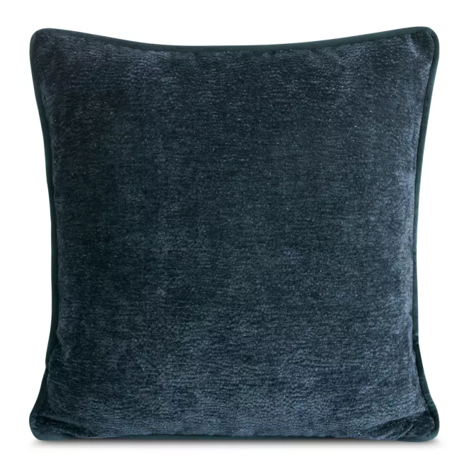 Poszewka na poduszkę 45x45 cm granatowa z szenilowej tkaniny z wypustką na brzegach KLARA 01