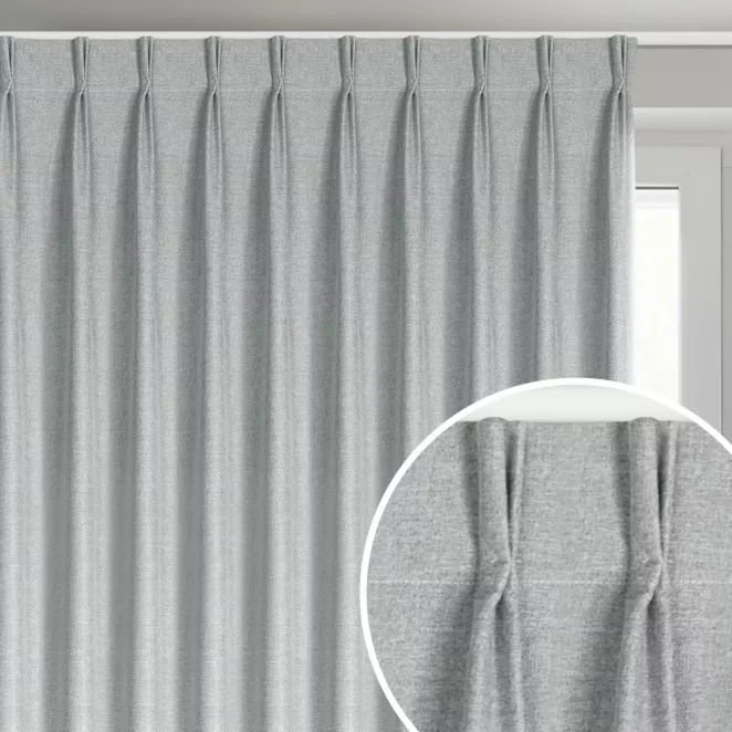 Zasłona srebrna z 100% zaciemniającej tkaniny typu blackout 125x270 cm (wymiar podany na gotowo) system flex - NELISA