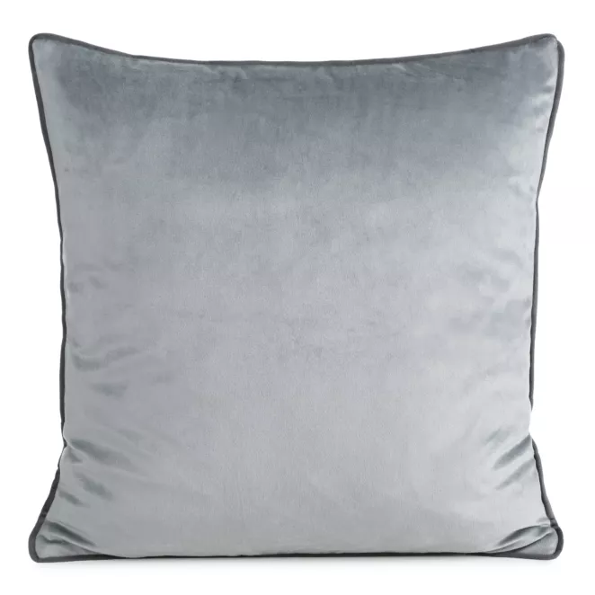Poszewka na poduszkę 60x60 cm welwetowa kolor srebrny o delikatnym połysku z ozdobną lamówką GAJA 2