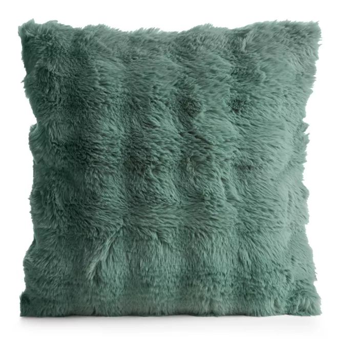 Poszewka na poduszkę 45x45 cm z futerka kolor szałwiowy zdobiona efektem 3D LILY