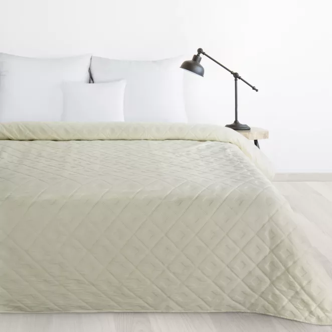Narzuta kremowa 200x220 cm z geometrycznym wzorem wykonana techniką hot press ALARA 6 Design 91