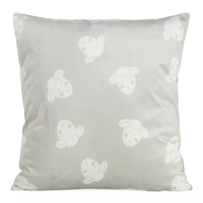 Poszewka na poduszkę 45x45 cm welwetowa, popielato biała z motywem baranków KIDS DESIGN 91