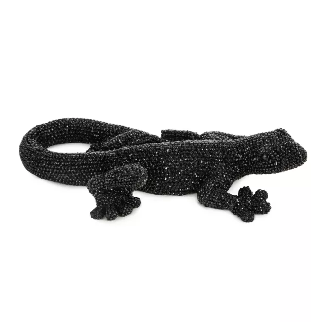 Jaszczurka - figurka dekoracyjna ELDO 3 o drobnym strukturalnym wzorze, czarna