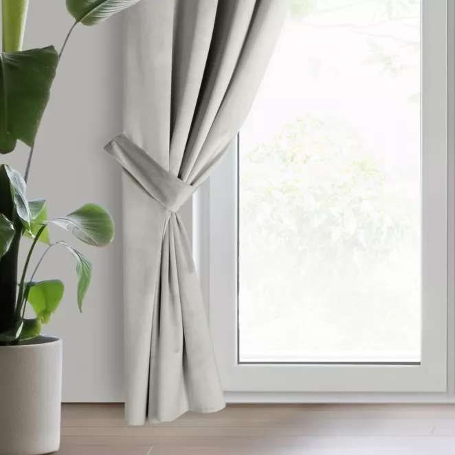 Zasłona welwetowa popielata, troczek w zestawie 140x270 cm przelotka - ANTARA