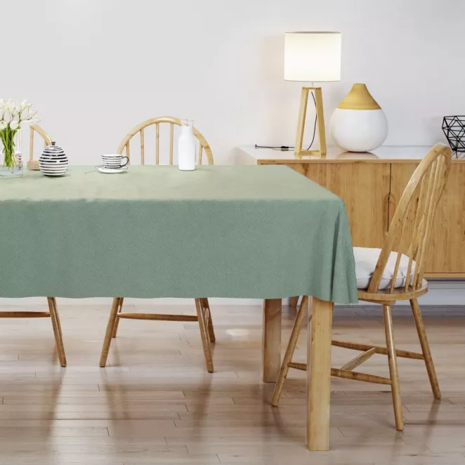 Obrus szyty DORA - HIT jasnoturkusowy z miękkiej tkaniny o welurowej strukturze