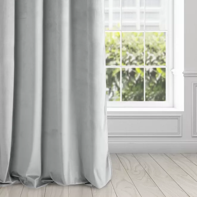 Zasłona welwetowa jasnoszara gładka 140x250 cm przelotka - PIERRE