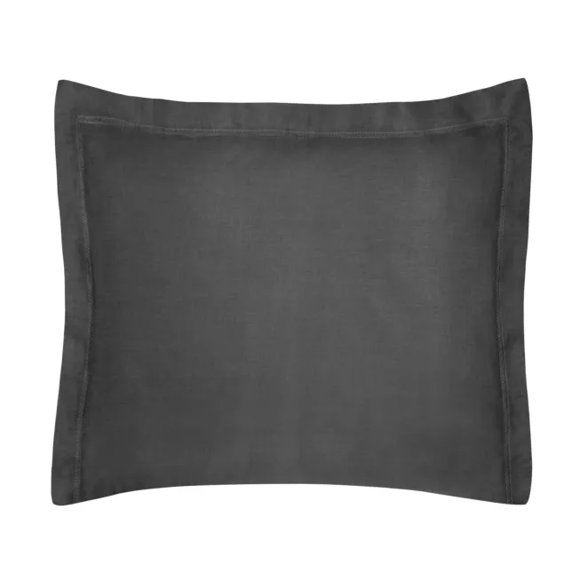 Poszewka na poduszkę 50x70 cm bawełniana czarna z satynowym połyskiem i ozdobną kantą NOVA COLOUR