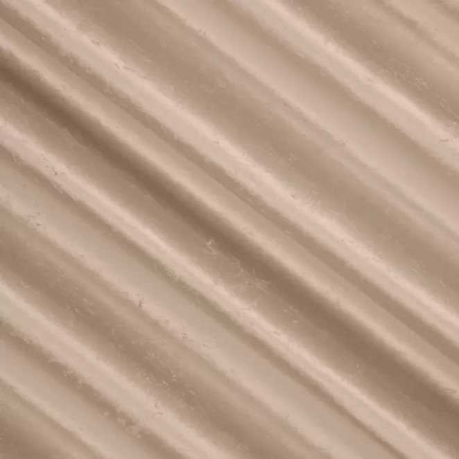 E116/3 Zasłona szyta na taśmie 5 cm ciemnobeżowa z miękkiej tkaniny welwetowej z efektem kreszowania, wykończona obciążnikiem