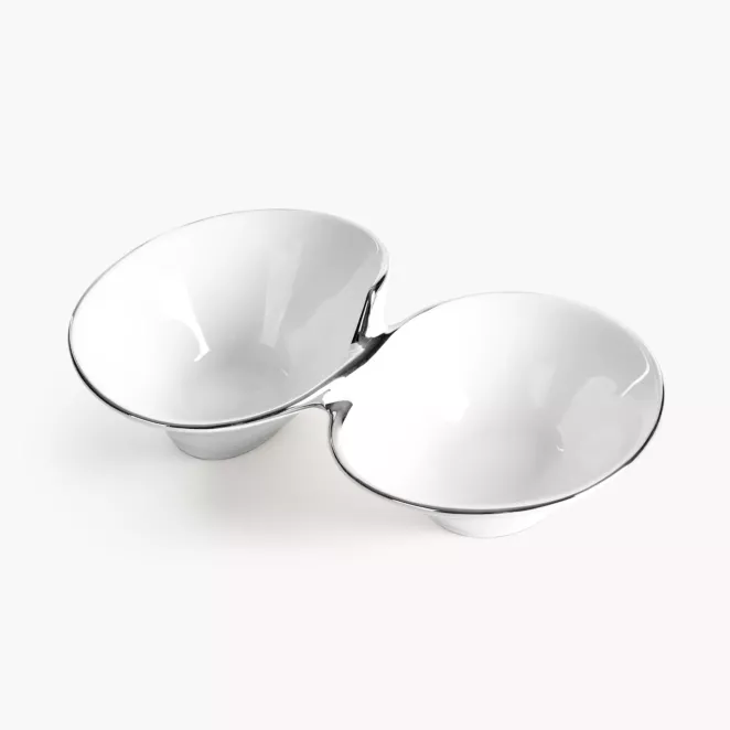 Misa dekoracyjna biało, srebrna 22x13x6 cm ELENE