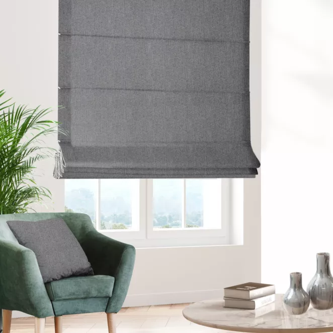 Roleta rzymska niebieska z miękkiej tkaniny z efektem melanżu